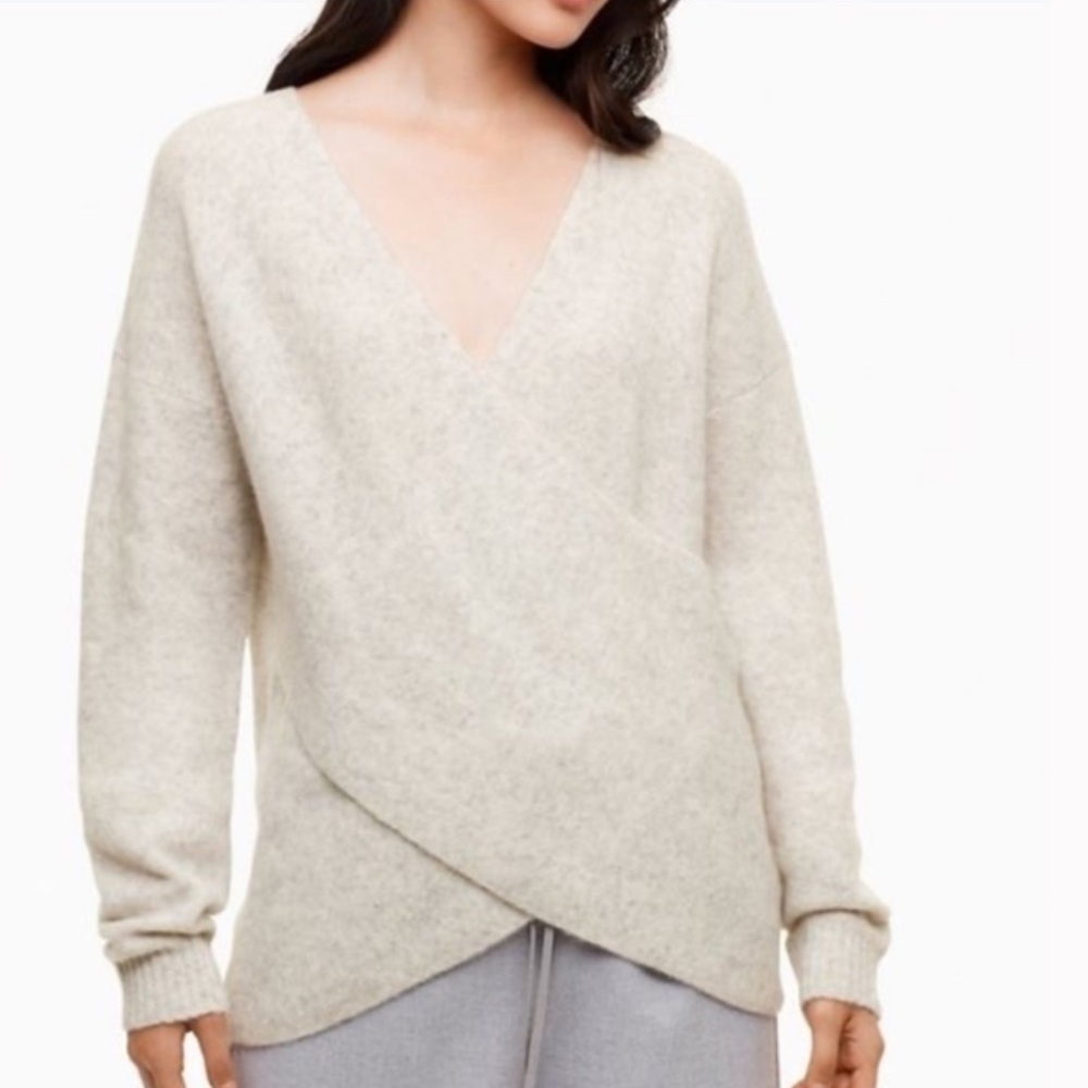Aritzia Babaton Bandini Wool Alpaca Blend Criss Cross Sweater Size S